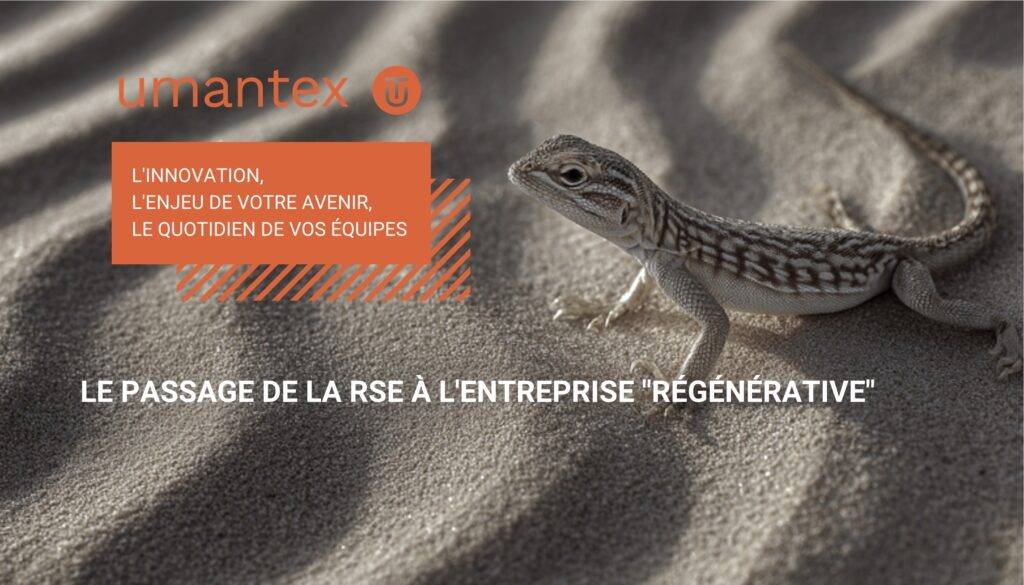Lézard sur le sable illustrant la résilience et l'entreprise régénérative Umantex