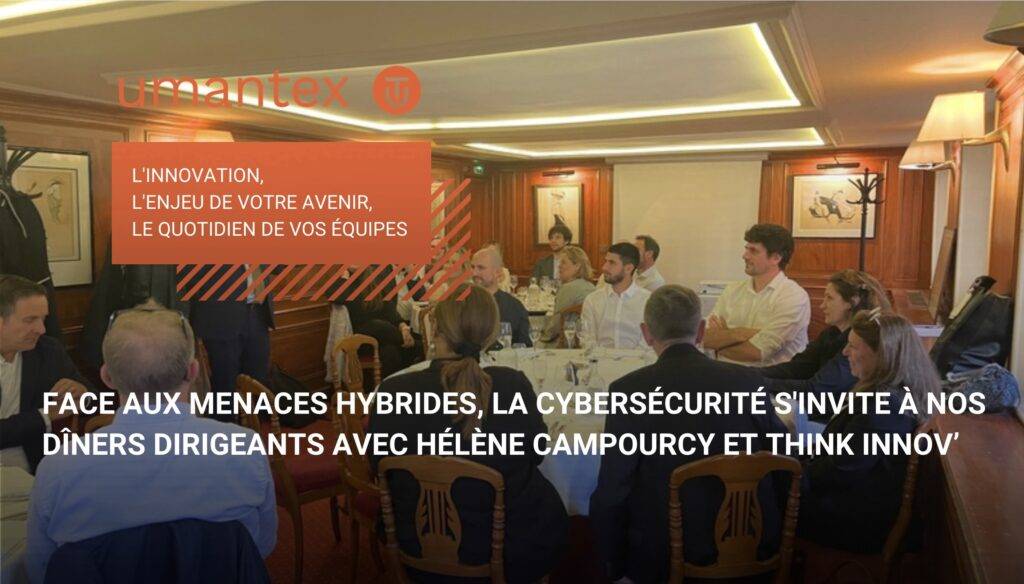 Le Général Bruno Courtois et Hélène Campourcy lors d'un dîner Umantex sur la cybersécurité.